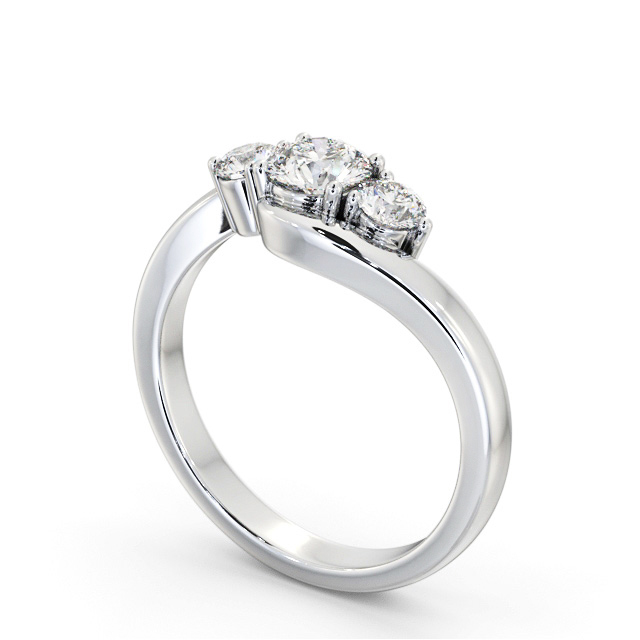 Three Stone Round Diamond Ring 18K White Gold - Roland TH98_WG_SIDE