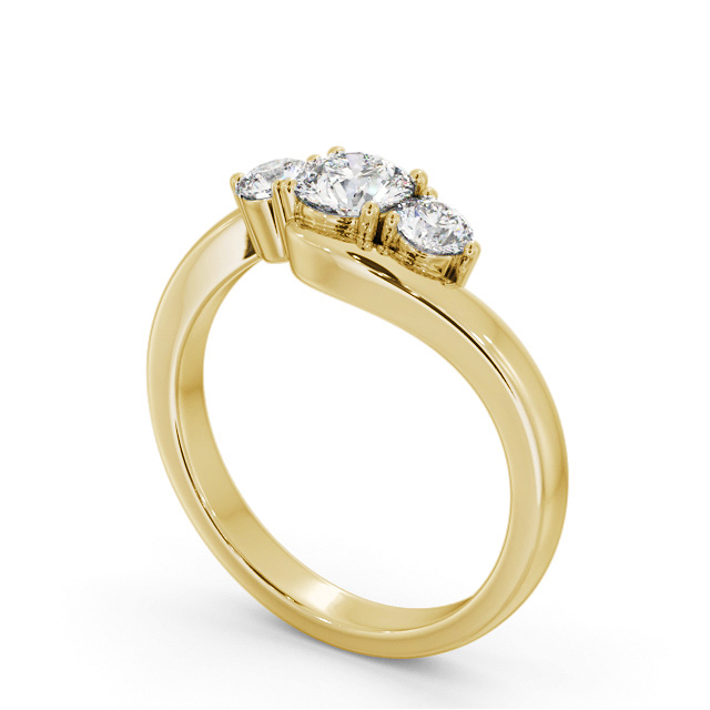 Three Stone Round Diamond Ring 18K Yellow Gold - Roland TH98_YG_SIDE