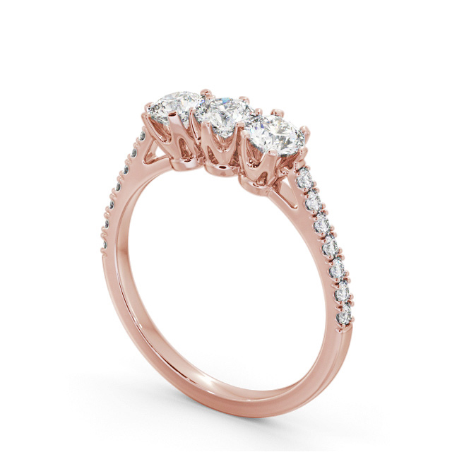 Three Stone Round Diamond Ring 18K Rose Gold - Emerson TH99_RG_SIDE