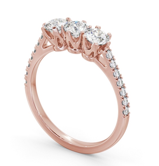 Three Stone Round Diamond Trilogy Ring 9K Rose Gold with Side Stones TH99_RG_THUMB1 