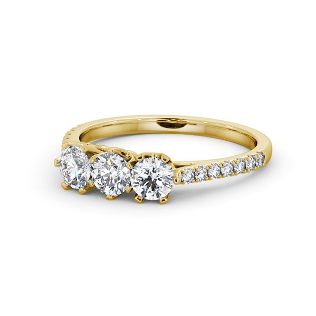 Three Stone Round Diamond Ring 18K Yellow Gold - Emerson TH99_YG_FLAT