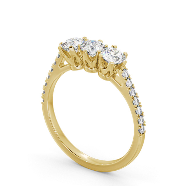 Three Stone Round Diamond Ring 18K Yellow Gold - Emerson TH99_YG_SIDE