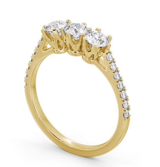 Three Stone Round Diamond Trilogy Ring 18K Yellow Gold with Side Stones TH99_YG_THUMB1 