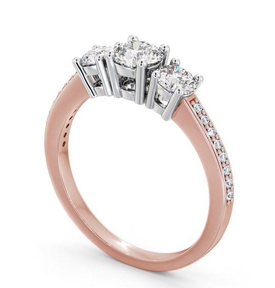 Three Stone Round Diamond Trilogy Ring 18K Yellow and White Gold with Channel Set Side Stones TH9_RWG_THUMB1 