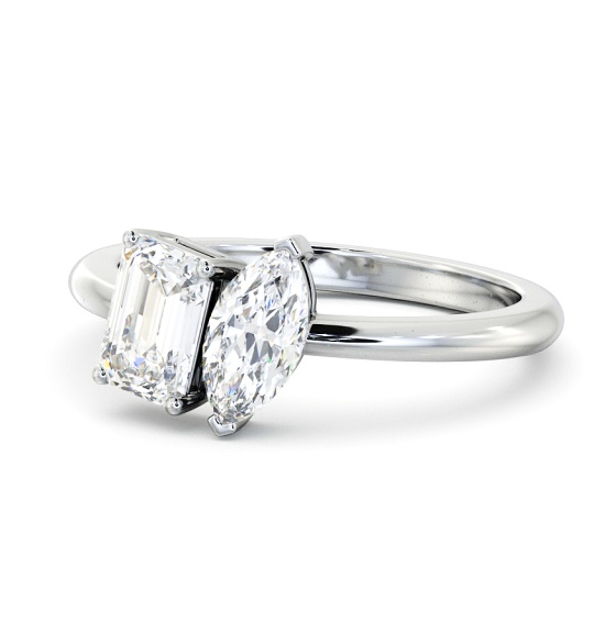 Jensela Two Stone Ring Marquise and Emerald Diamond Toi et Moi tw10_wg_thumb2 