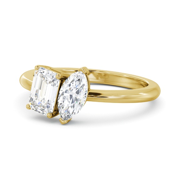 Jensela Two Stone Ring Marquise and Emerald Diamond Toi et Moi tw10_yg_thumb2 