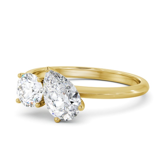 Melston Two Stone Ring Round and Pear Diamond Toi et Moi tw11_yg_thumb2 