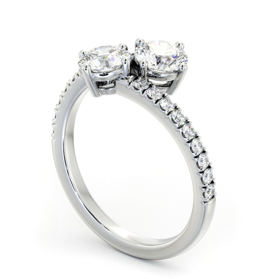 Round Shape Toi et Moi Diamond Ring with Side Stones in Platinum tw15_wg_thumb1