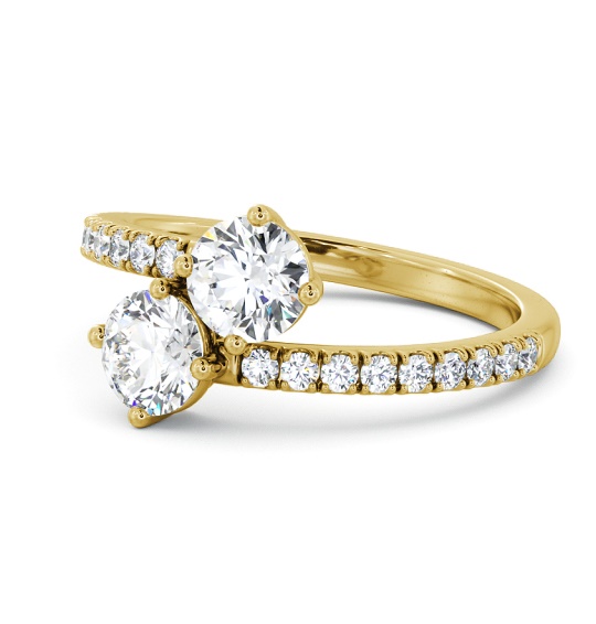 Prestile Two Stone Ring Round Diamond Side Stones Toi et Moi tw15_yg_thumb2 