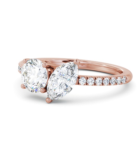 Rosanel Two Stone Ring Round and Marquise Diamond Side Stones Toi et Moi tw17_rg_thumb2 