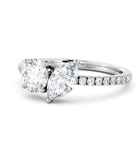 Rosanel Two Stone Ring Round and Marquise Diamond Side Stones Toi et Moi tw17_wg_thumb2 