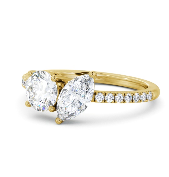 Rosanel Two Stone Ring Round and Marquise Diamond Side Stones Toi et Moi tw17_yg_thumb2 