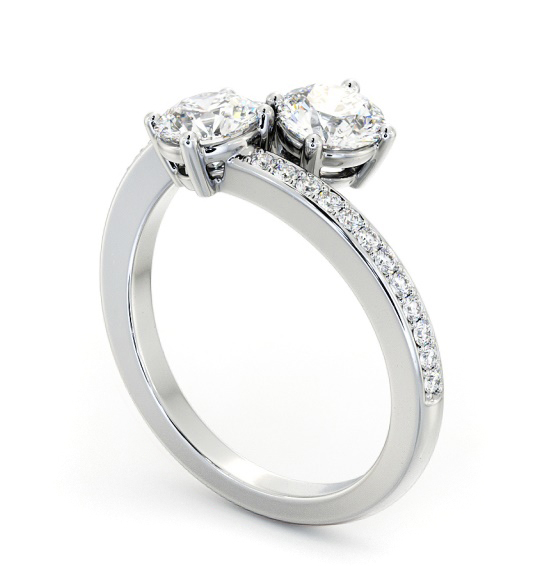 Round Shape Toi et Moi Diamond Ring with Side Stones in Platinum tw18_wg_thumb1