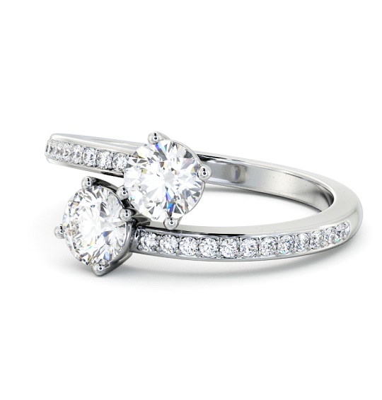 Isamel Two Stone Ring Round Diamond Side Stones Toi et Moi tw18_wg_thumb2 