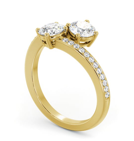 Round Shape Toi et Moi Diamond Ring with Side Stones in 18K Yellow Gold tw18_yg_thumb1