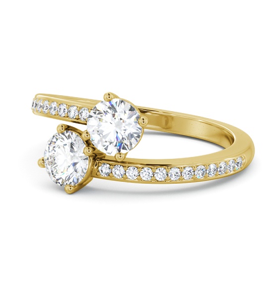 Isamel Two Stone Ring Round Diamond Side Stones Toi et Moi tw18_yg_thumb2 