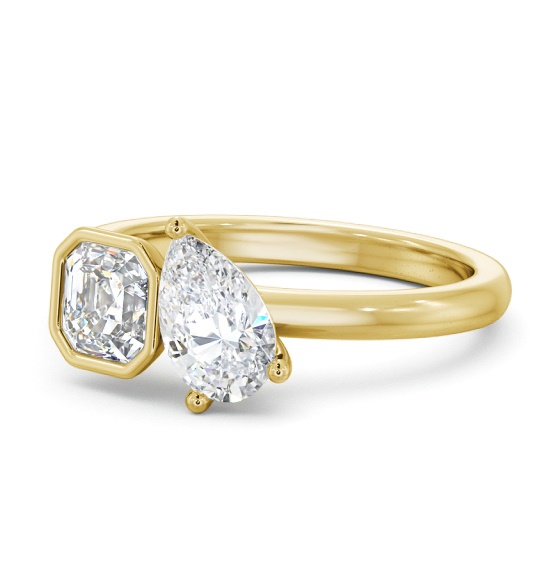 Daylin Two Stone Ring Pear and Asscher Diamond Toi et Moi tw3_yg_thumb2 