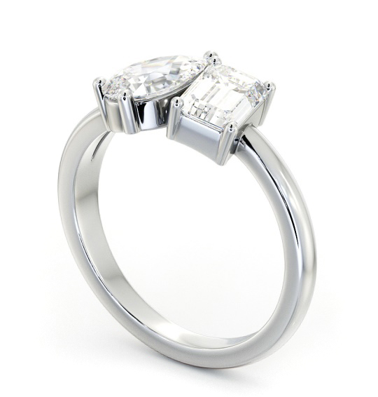 Emerald and Pear Shape Toi et Moi Diamond Ring in 9K White Gold tw5_wg_thumb1