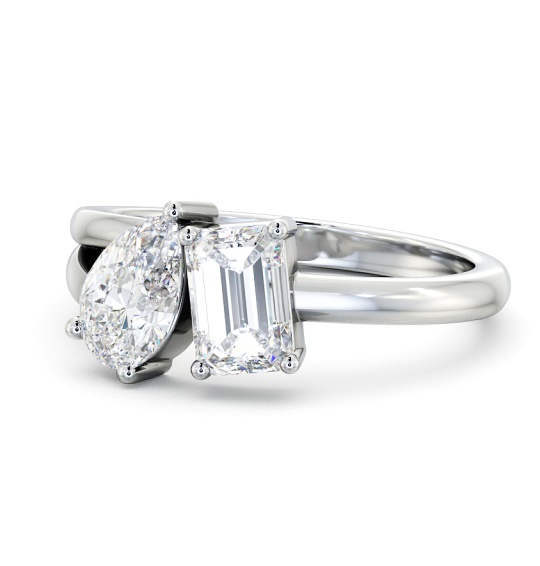 Sanalise Two Stone Ring Emerald and Pear Diamond Toi et Moi tw5_wg_thumb2 