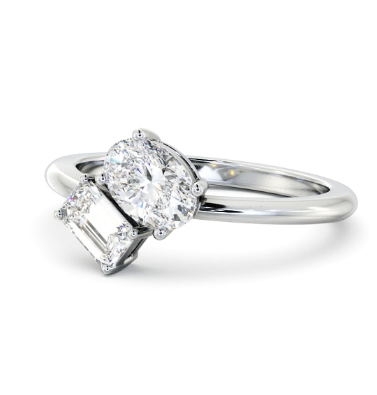 Tamalen Two Stone Ring Oval and Emerald Diamond Toi et Moi tw8_wg_thumb2 