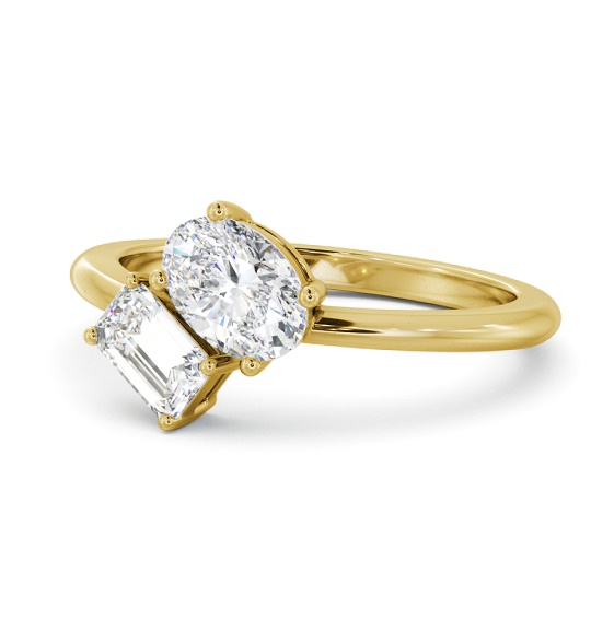 Tamalen Two Stone Ring Oval and Emerald Diamond Toi et Moi tw8_yg_thumb2 