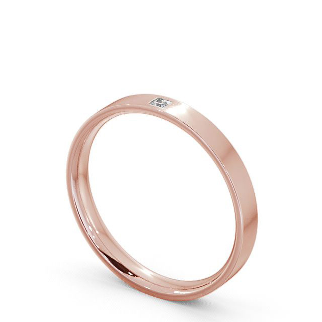Ladies Diamond Wedding Ring 9K Rose Gold - Princess Single Stone WBF10_RG_SIDE