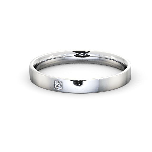 Ladies Diamond Wedding Ring 18K White Gold - Princess Single Stone WBF10_WG_FLAT