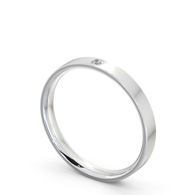 Ladies Diamond Wedding Ring 18K White Gold - Princess Single Stone