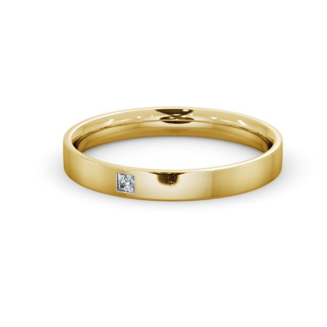 Ladies Diamond Wedding Ring 9K Yellow Gold - Princess Single Stone WBF10_YG_FLAT