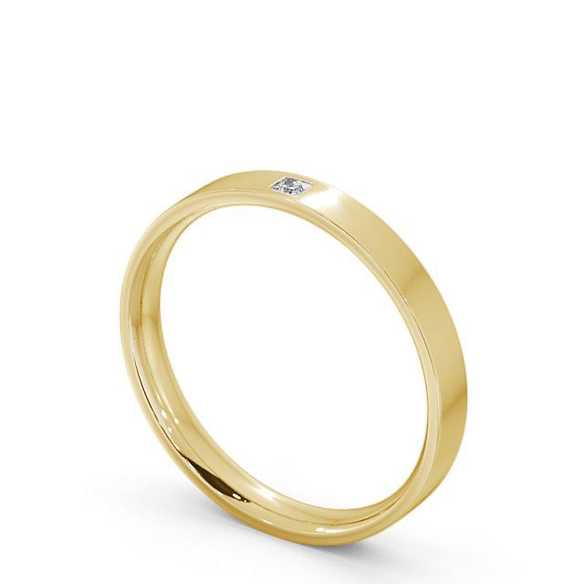Ladies Diamond Wedding Ring 18K Yellow Gold - Princess Single Stone WBF10_YG_SIDE