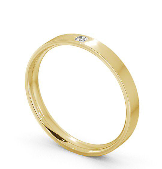 Ladies Princess Single Diamond Flat Court Wedding Ring 18K Yellow Gold WBF10_YG_THUMB1 