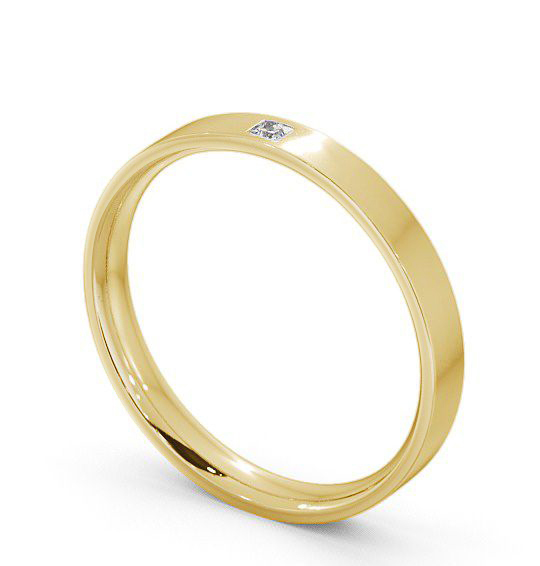 Ladies Princess Single Diamond Flat Court Wedding Ring 18K Yellow Gold WBF10_YG_THUMB1