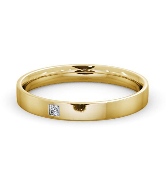 Ladies Princess Single Diamond Flat Court Wedding Ring 9K Yellow Gold WBF10_YG_THUMB2 