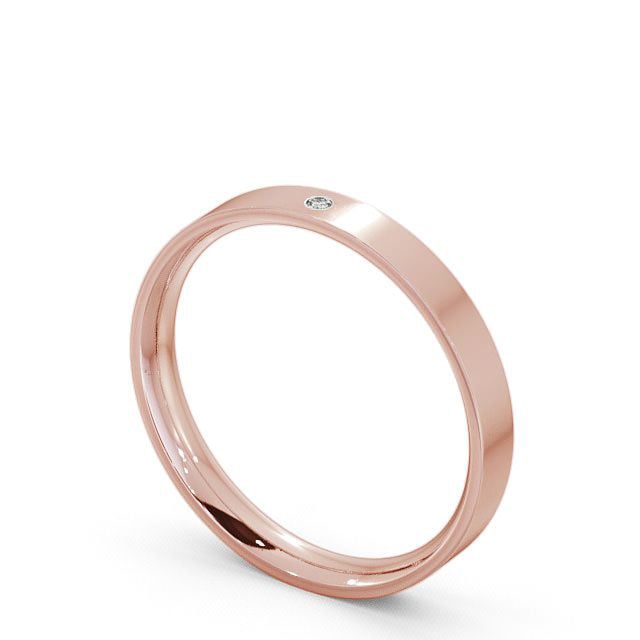 Ladies Diamond Wedding Ring 18K Rose Gold - Round Single Stone