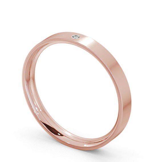 Ladies Round Single Diamond Flat Court Wedding Ring 9K Rose Gold WBF11_RG_THUMB1