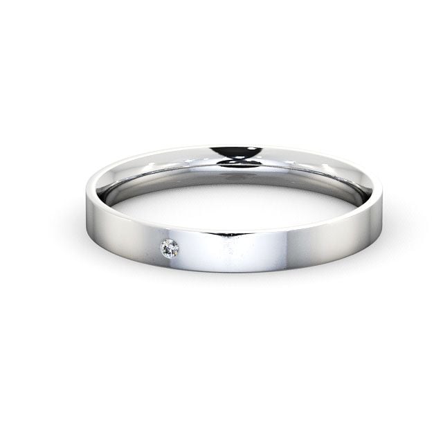 Ladies Diamond Wedding Ring 9K White Gold - Round Single Stone WBF11_WG_FLAT
