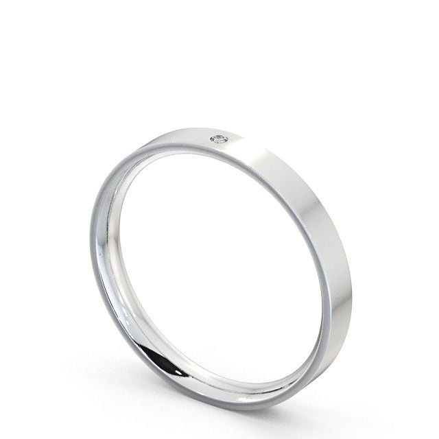 Ladies Diamond Wedding Ring 9K White Gold - Round Single Stone WBF11_WG_SIDE