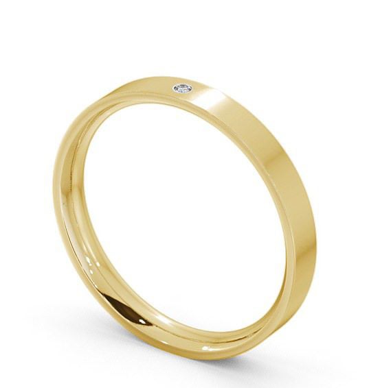 Ladies Round Single Diamond Flat Court Wedding Ring 18K Yellow Gold WBF11_YG_THUMB1