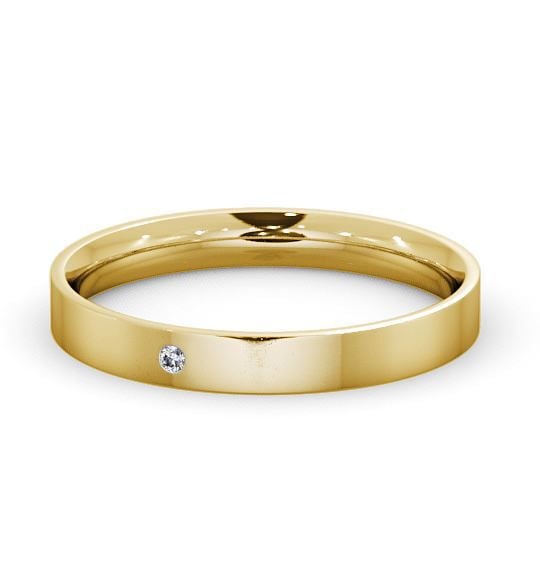 Ladies Round Single Diamond Flat Court Wedding Ring 9K Yellow Gold WBF11_YG_THUMB2 