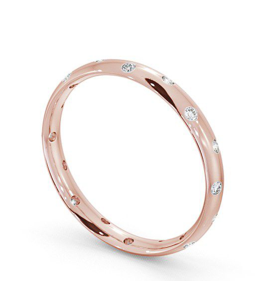 Ladies Round Diamond Offset Flush Setting Wedding Ring 18K Rose Gold WBF12_RG_THUMB1