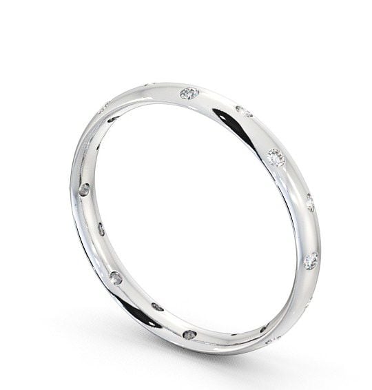 Ladies Round Diamond Offset Flush Setting Wedding Ring 9K White Gold WBF12_WG_THUMB1