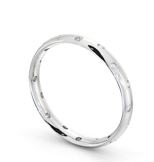 Ladies Round Diamond Offset Flush Setting Wedding Ring 18K White Gold WBF12_WG_THUMB1 
