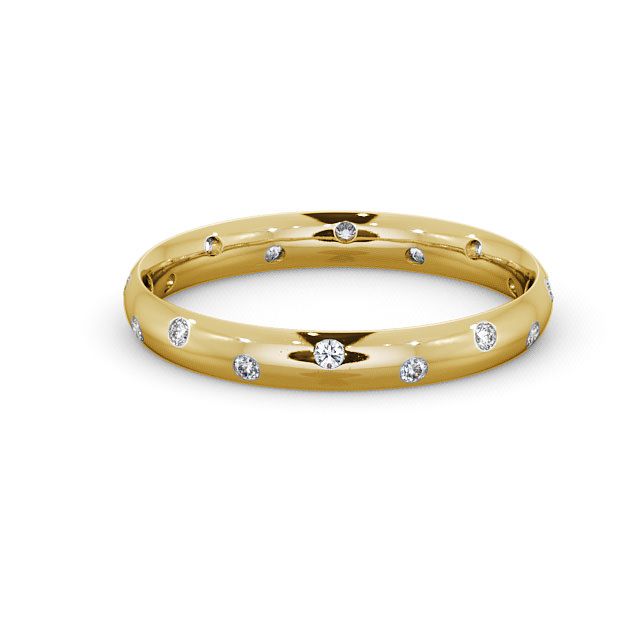 Ladies Round Diamond Wedding Ring 18K Yellow Gold - Asby WBF12_YG_FLAT