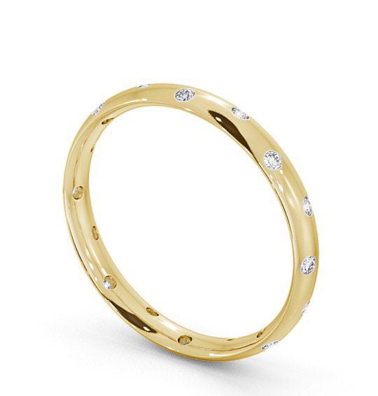 Ladies Round Diamond Offset Flush Setting Wedding Ring 9K Yellow Gold WBF12_YG_THUMB1 