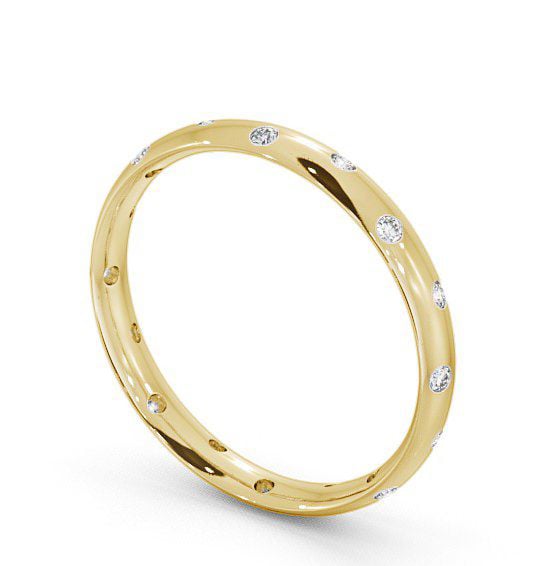 Ladies Round Diamond Offset Flush Setting Wedding Ring 18K Yellow Gold WBF12_YG_THUMB1 