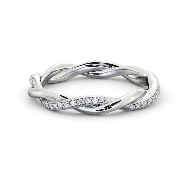 Ladies Round Diamond 0.18ct Wedding Ring 18K White Gold - Kinder WBF13_WG_FLAT