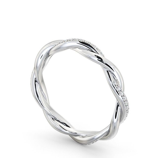 Ladies Round Diamond 0.18ct Wedding Ring 18K White Gold - Kinder WBF13_WG_SIDE