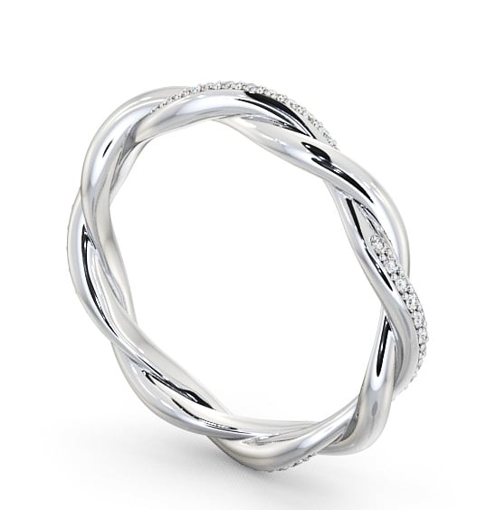 Ladies Round Diamond 0.18ct Twisted Style Wedding Ring 18K White Gold WBF13_WG_THUMB1
