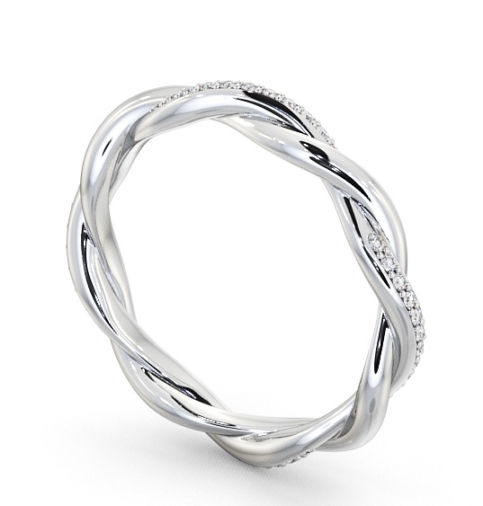 Ladies Round Diamond 0.18ct Twisted Style Wedding Ring 18K White Gold WBF13_WG_THUMB1 