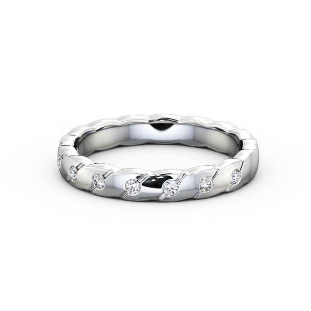 Ladies 0.08ct Round Diamond Wedding Ring 18K White Gold - Ismay WBF14_WG_FLAT